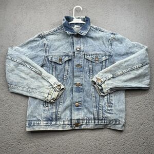 Vintage Sears Roebuck Trucker Jacket Mens‎ 44 Blue Denim Steel 80s Made in USA